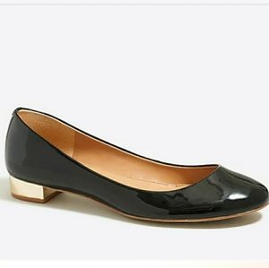 J Crew Lily metallic heel patent ballet flats 8